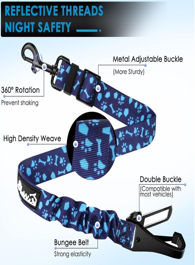 Lukovee Dog Seatbelt Leash for Cars, 2 Pack Pet Safety Car Seat Belt with Adjustable Buckle & Reflective Bungee, Connect Dog Harness in Vehicle Car Dogs Restraint Travel Daily Use (Blue Paw) - Image 4
